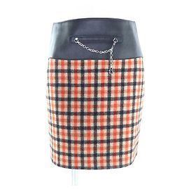 Hermès 3H0322DE Saia em lã de cashmere e couro de cordeiro 34 Multicor