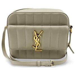 Autre Marque Saint Laurent Vicky Camera Vertical Quilted Leather Toy Brown