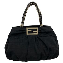 Fendi Black Nylon Canvas Tote Bag Black