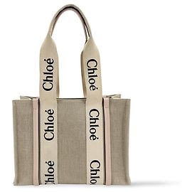 Chloé Chloe Woody Canvas with Leather Small Beige