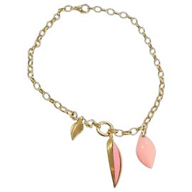Autre Marque Colar GAVELLO Milan Prata Banhada Ouro Esmalte Rosa Rosa Dourado