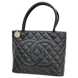Sac cabas Chanel en cuir de veau grainé noir Noir