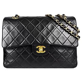 Chanel Classic Timeless Double Flap Quilted Lambskin Medium Preto