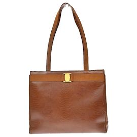 Salvatore Ferragamo Vala tote Embossed Leather Brown