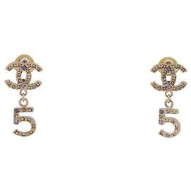 Chanel No.5 CC Chain Drop Metal y Esmalte Dorado