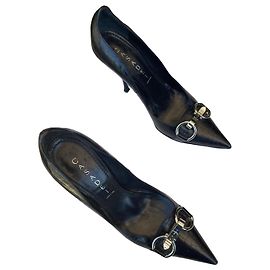 Casadei black leather pumps Black