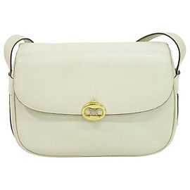 Céline Celine Flap Shoulder Leather Beige