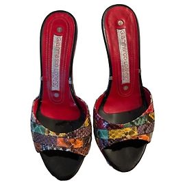 Sandales à talons Gianmarco Lorenzi en cuir python multicolore Noir Rouge Multicolore