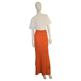 M Missoni Metallic Chevron Zickzack-Strick Maxirock - Tangerine-Orange Orange