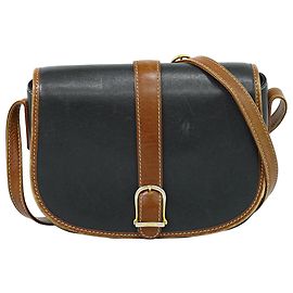 Céline Celine Flap Shoulder Leather Schwarz