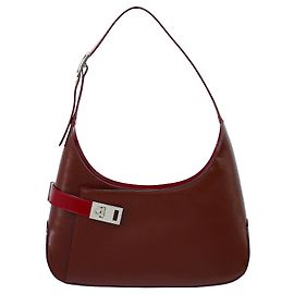 Salvatore Ferragamo Gancini Hobo Leather Medium Marrone