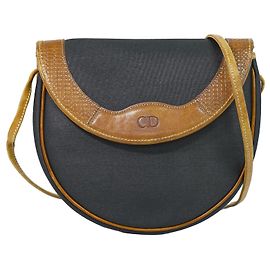 Borsa a tracolla Christian Dior CD in tela e pelle Nero