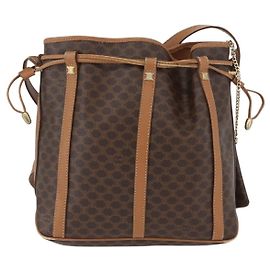 Céline Sac à épaule vintage Celine en toile Macadam et cuir No size Marron