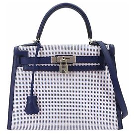 Hermès Hermes Kelly 28 Handbag Blue Cream