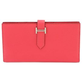 Hermès Portefeuille long bi-fold Hermes Bearn Soufflet Rose