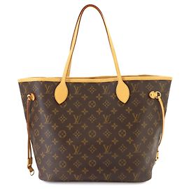 Bolsa de mão Louis Vuitton Neverfull MM Monogram Marrom Bege Monograma