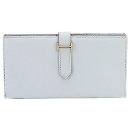 Hermès Carteira Longa Bi-fold Hermes Bearn Soufflet Azul Azul claro