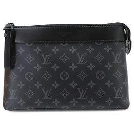 Louis Vuitton Monogram Eclipse Pochette Voyage Souple Clutch Handbag Preto Monograma