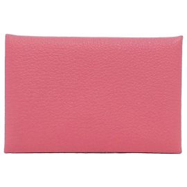 Hermès Hermes Calvi Business Card Holder Pink