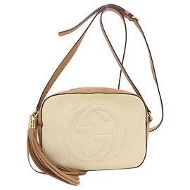 Gucci Soho Canvas Shoulder Bag Brown White