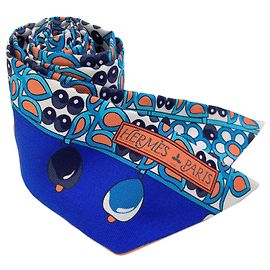 Hermès Carré Twilly Hermes en soie Bleu Orange