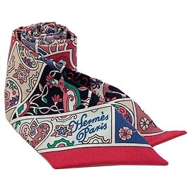 Pañuelo de seda Hermès Twilly Rosa Roja Azul