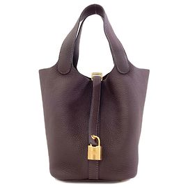 Hermès Borsa Hermes Picotin Lock PM Marrone scuro