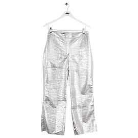 Manoush Calças retas Pant vinyl basic prateado Prata