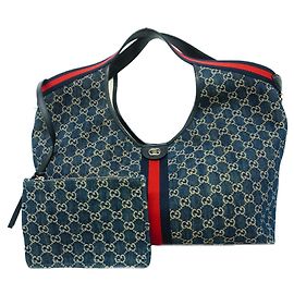 Sac cabas Gucci en denim bleu marine Bleu Marine