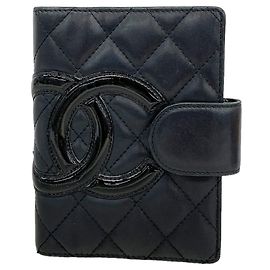 Funda de libreta Chanel Cambon de piel de cordero Negro