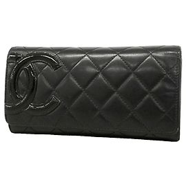 Portefeuille long Chanel Cambon en agneau Noir