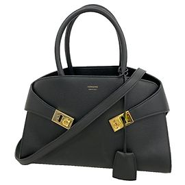 Salvatore Ferragamo Gancini Lederhandtasche Schwarz