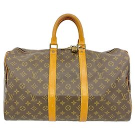 Louis Vuitton Monogram Keepall 45 Boston Bag Brown