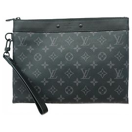 Louis Vuitton Monogram Eclipse Pochette To Go Clutch Bag Noir