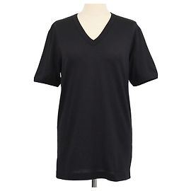 T-shirt Dolce & Gabbana em algodão preto com logo aplicado e decote em V Preto