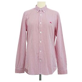 Camisa Burberry Brit de manga larga de algodón a rayas rojas Blanco Roja