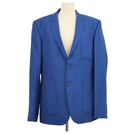 Burberry London Blue Blend Wool Single Breasted Blazer Blue