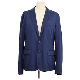 Burberry Navy Blue Cotton Single Breasted Blazer Navy blue