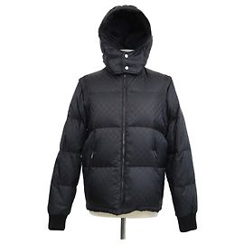 Giacca e gilet in piumino Gucci in nylon GG nero con maniche staccabili e cappuccio Nero
