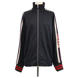 Chaqueta de chándal Gucci de jersey técnico negro con cremallera frontal Negro