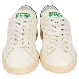 Autre Marque Baskets Balenciaga x Adidas Off White Leather Stan Smith Worn Out Blanc cassé
