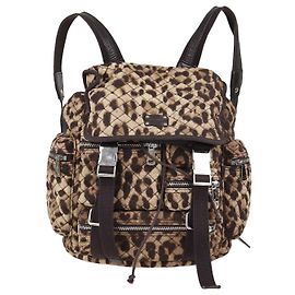 Dolce & Gabbana Brown Quilted Leopard Print Fabric Cargo Backpack Brown