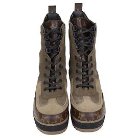 Bottines Laureate Louis Vuitton Multicolor en daim Monogram Canvas et cuir embossé croc Multicolore