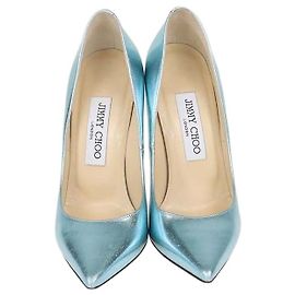 Escarpins à bout pointu en cuir texturé bleu métallisé Jimmy Choo Bleu clair