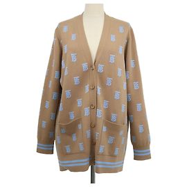 Cardigã Burberry Brown,Blue em lã e seda TB Allover Marrom Azul