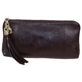 Clutch Gucci Sienna em couro de cobra castanho com borlas Castanho escuro
