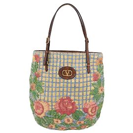 Valentino Multicolor Raffia Panier De Fleurs Tote Multiple colors