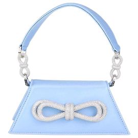 Mach & Mach Light Blue Satin Small Double Bow Samantha Bag Light blue