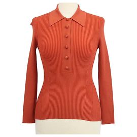 Zimmermann Polo de manga comprida em malha de viscose blend Brick Orange Laranja