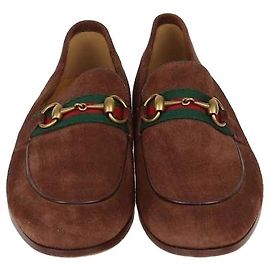 Mocassini Gucci Brown Suede Web Horsebit Marrone